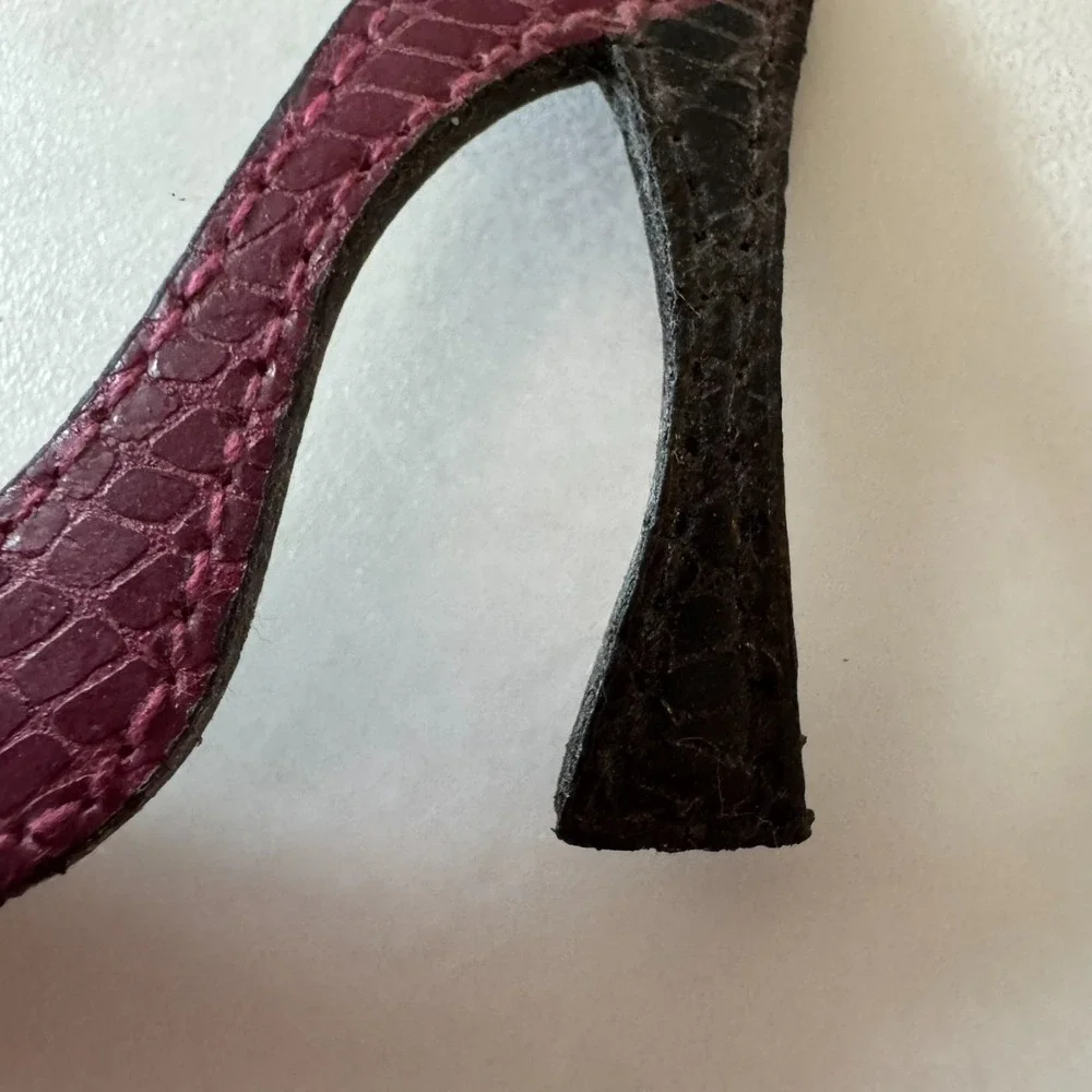 Shoe Shape Faux Leather Keychain Key Ring Purse Bag Charm Purple with Rhinestone